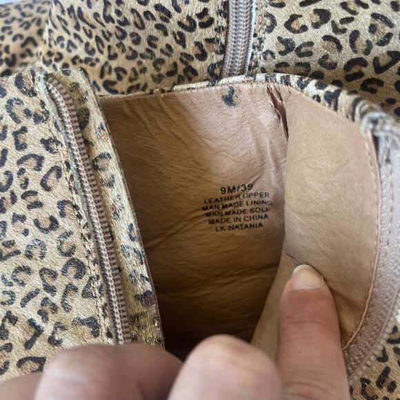 LUCKY BRAND Natania Womens Boots Sz 9M Tan Leopard Safari Chic Tan Chunky Heel - Picture 9 of 13